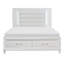 Lit plateforme blanc glamour Queen avec pied de lit de rangement, tête de lit rembourrée avec éclairage DEL et hauteur réglable - Meuble de chambre 1 pièce