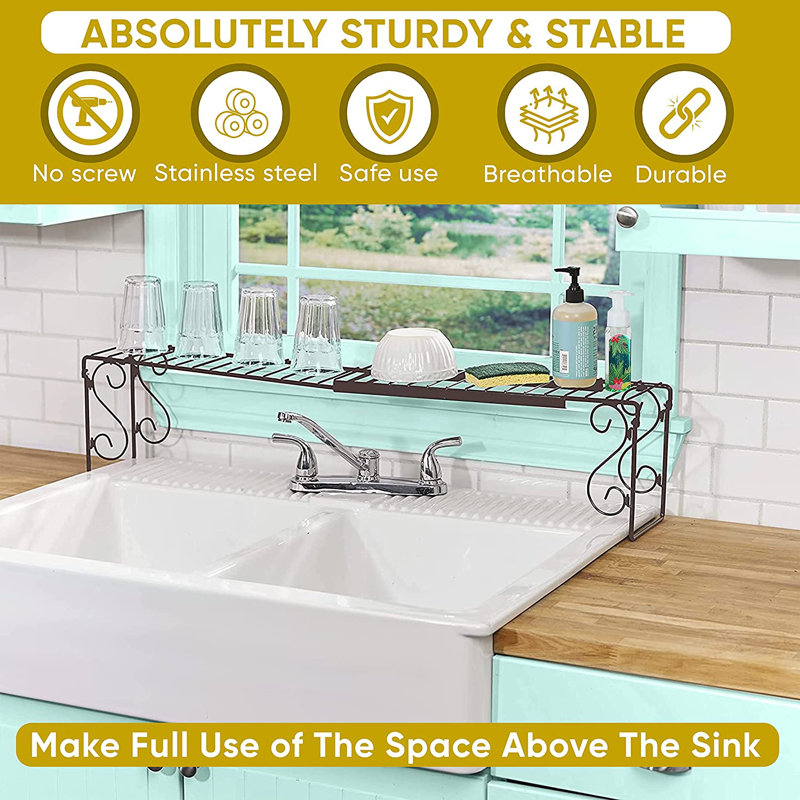 Adjustable Over The Sink Dish Rack, Bronze