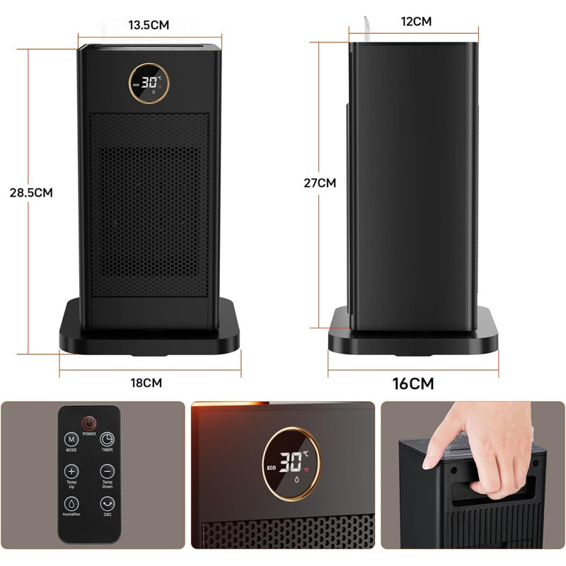 LIFERUN QNQ Electric Radiator Space Heater, 1500w, 28.50" H x 18" W x 16" D