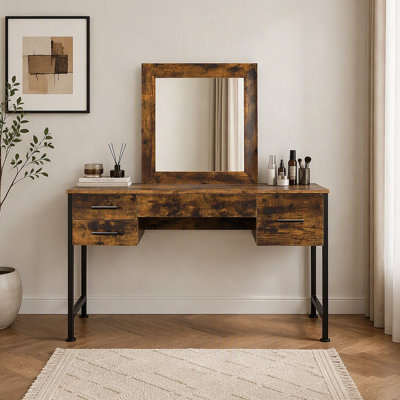 Ensemble coiffeuse à 4 tiroirs de rangement avec miroir