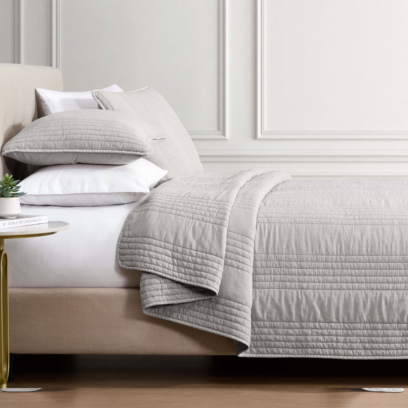 Ensemble de couvre-lit 3 pièces Sharon Grey Sharon, Gris, Couvre-lit grand et 2 taies standard