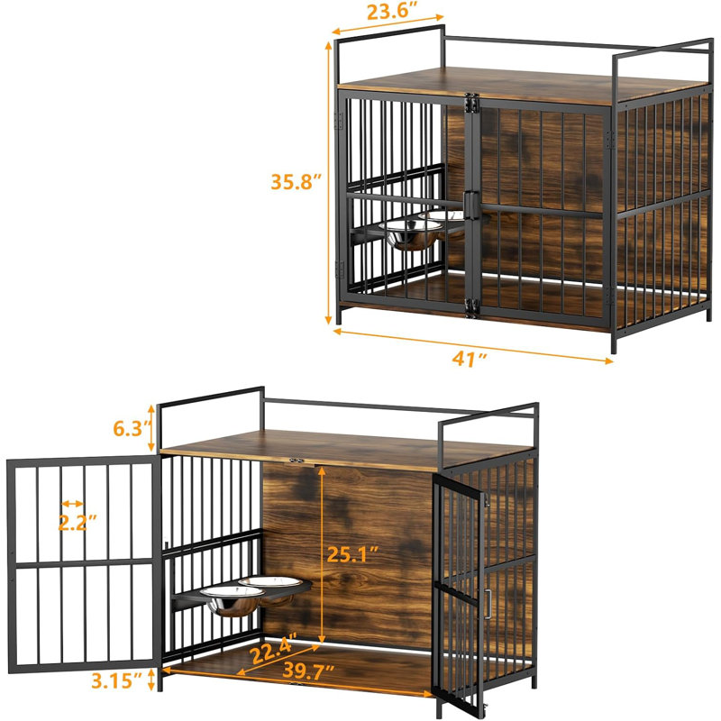Cage pour chien style cage pour grands chiens d'intérieur très robuste 41 po