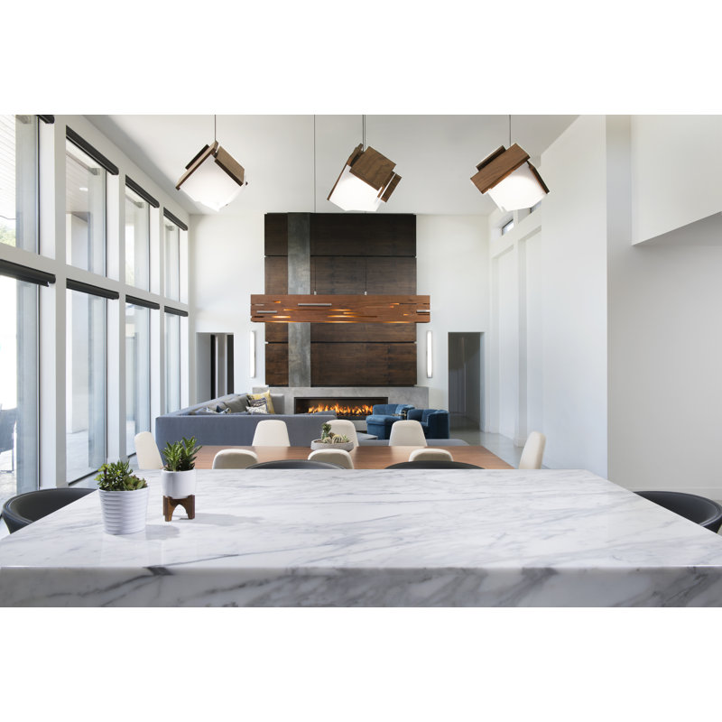Aeris Linear LED Pendant - 2700K, Brushed Aluminum, Walnut, 7.5" H x 54" W x 5" D