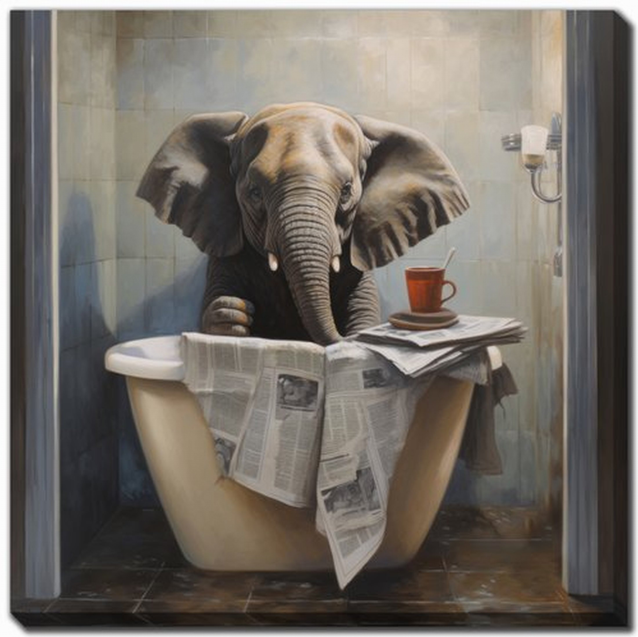 Trinx Bathroom Jungle Joy Elephant Canvas Art | Wayfair