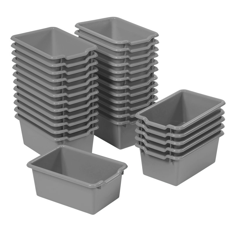 ECR4Kids Scoop Front Storage Bin, Multipurpose Organization, 30-Piece, Dark Gray