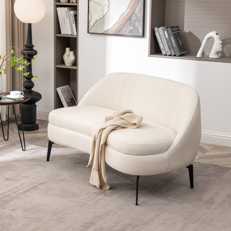 Bula 50" Upholstered Loveseat, Beige Velvet