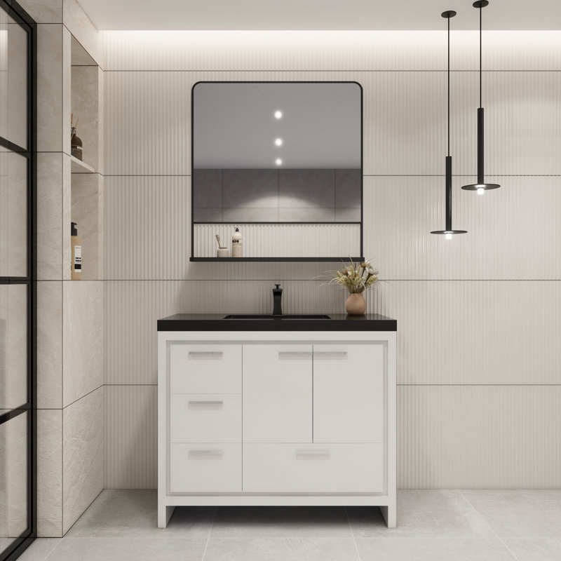 Ensemble de meuble-lavabo simple 42 po Eolia, Blanc très luisant