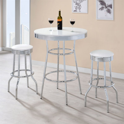 Table de bar ronde blanche et brillante Werner