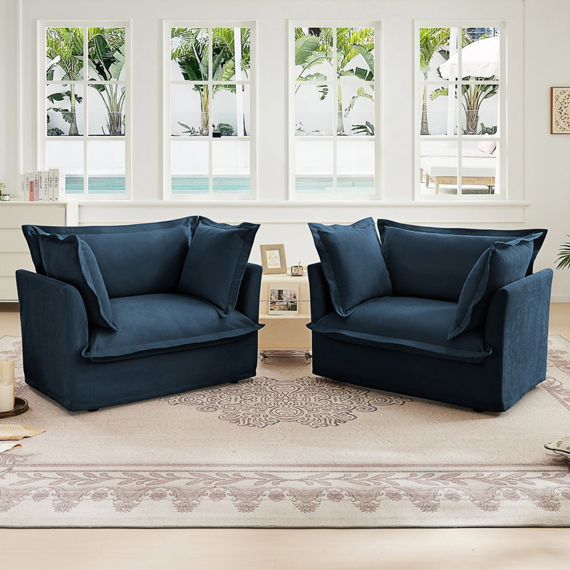 Chaises d'appoint Nickolas, Chenille bleu