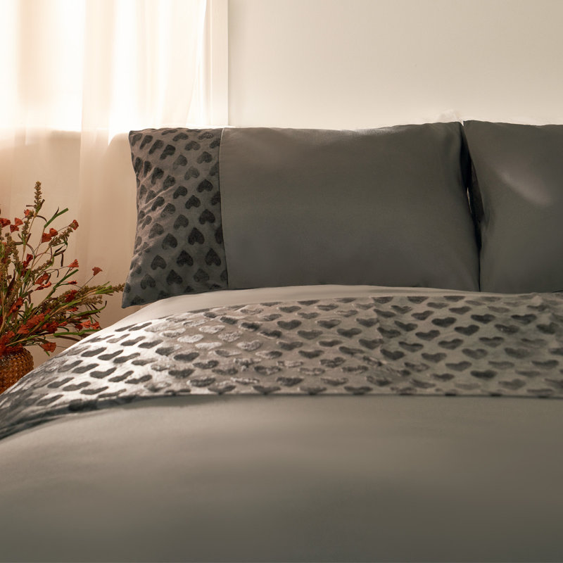 Kass Solid Colour Duvet Cover Set with Pillowcases, Charcoal, King Duvet Cover