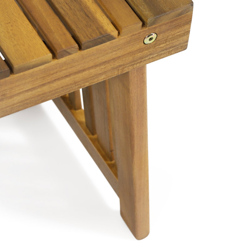 Wood Side Table - Slat Design For A Classic Vibe, Foldable, 21.87W X 14.03D 15.75H, Hue Foldable Design,, Teak