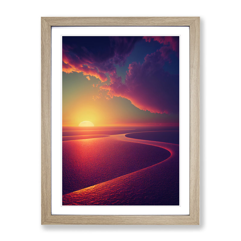 Irresistible Sunset - Single Picture Frame Print, 64cm H x 46cm W x 2cm D, Oak