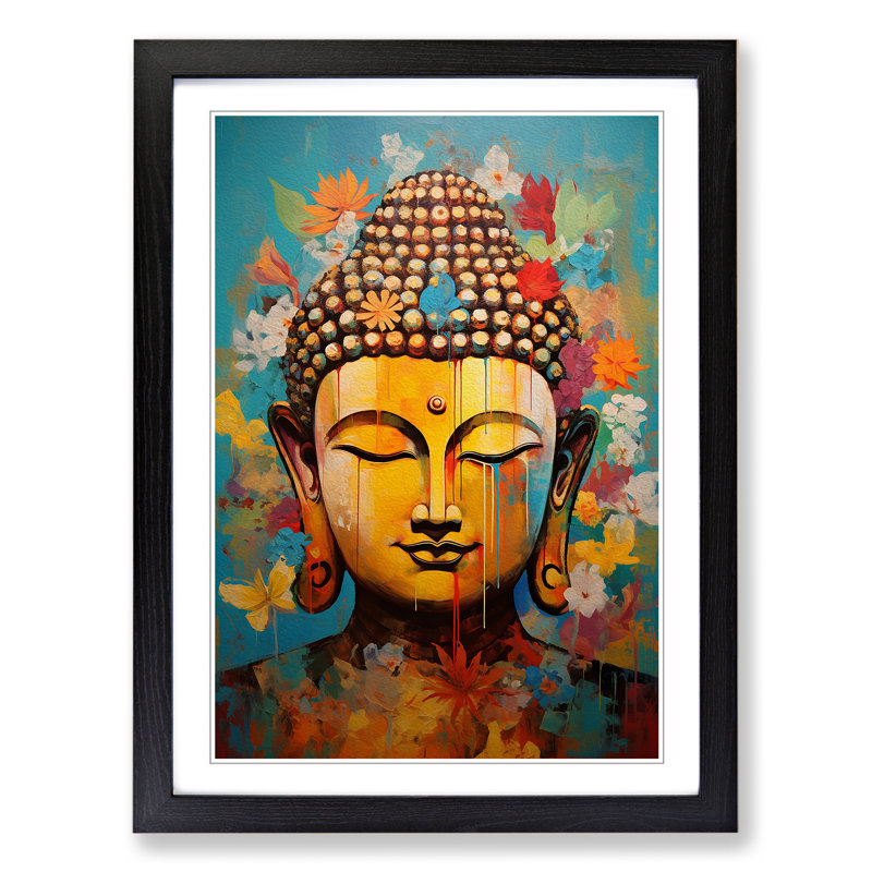 Buddha Expressionism Art - Framed Print, Black, 34cm H x 25cm W x 2cm D