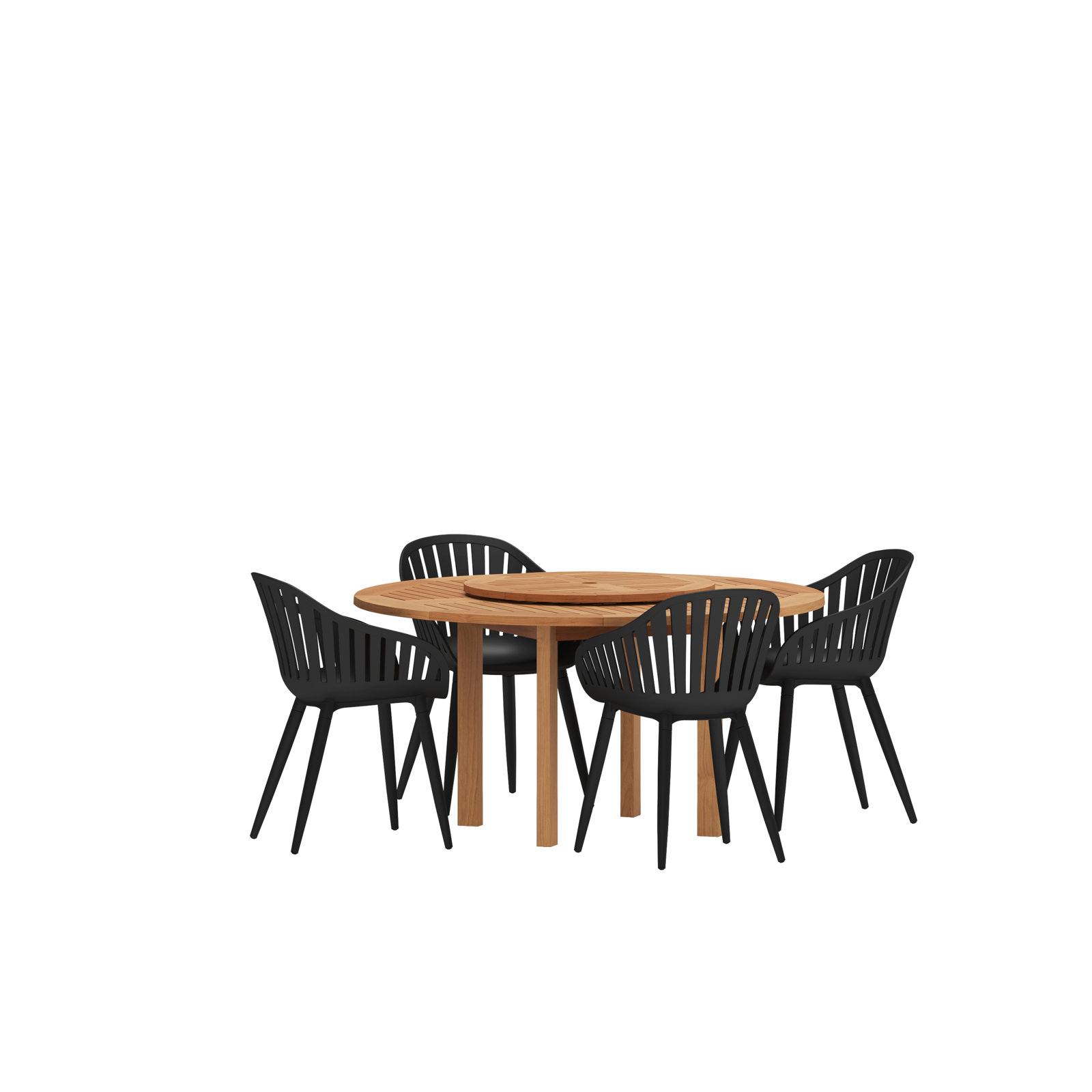 Anautica 59'' Round 4 - Person Outdoor Dining Set, Black