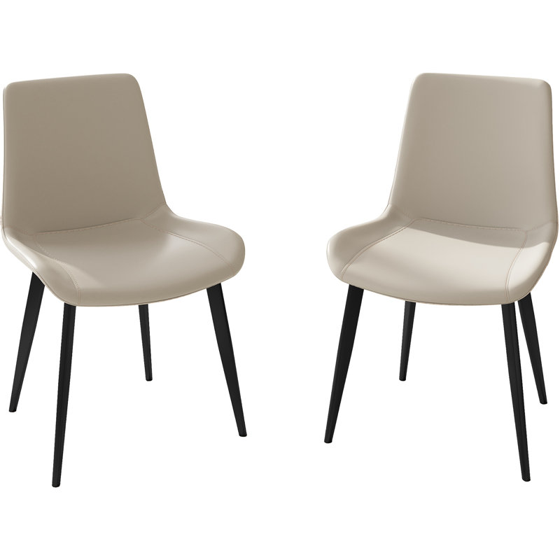 Industrial - Chaises de salle à manger 2 pièces chics crème avec revêtement élégant en métal et cuir souple, 23,32 po de largeur, 23,18 lb
