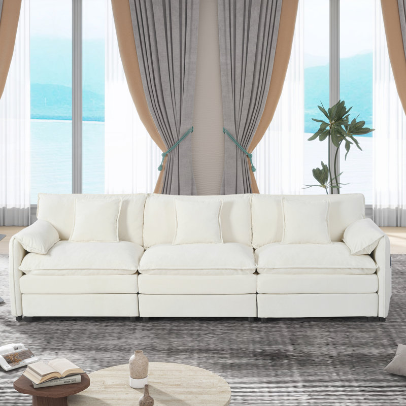 Canapé modulaire surdimensionné à 3 sièges profonds, Beige