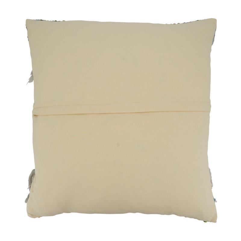 Multicolor Shaggy Striped 22" Square Throw Pillow with Down Filling