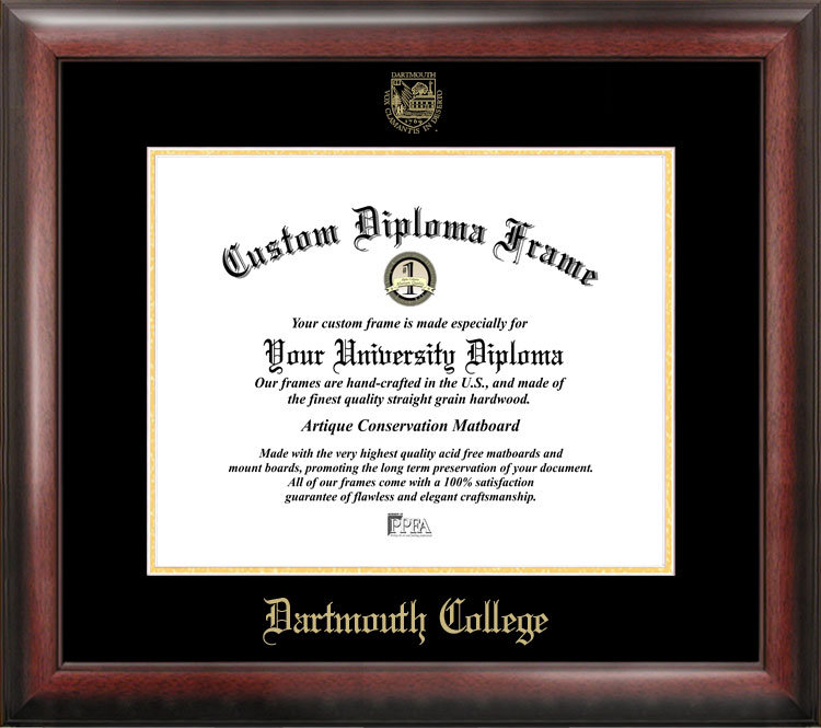 Cadre de diplôme en relief or big green dartmouth NCAA
