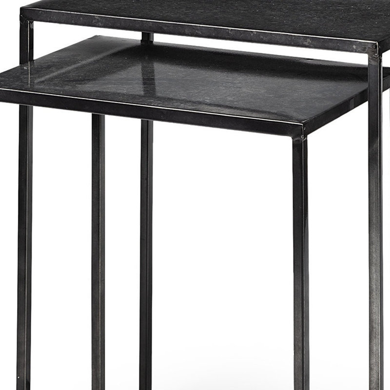 Ensemble de deux tables gigognes en fer noir