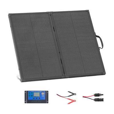 Panneau solaire pliable 100W avec cadre, chargeur de panneau solaire monocristallin portatif de type N 16BB, efficacité de 24%, étanche IP67 avec contrôleur MLI 30A et sortie MC4 pour le camping, la randonnée et les voyages en véhicule récréatif