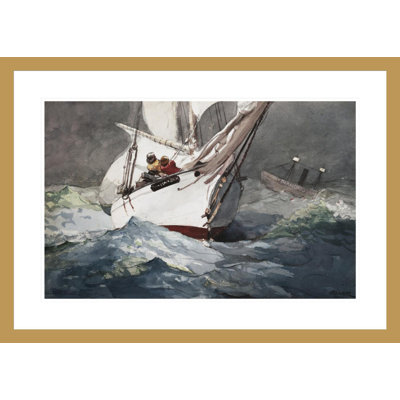 «Reefing Sails Around Diamond Shoals Cape Hatteras» par Winslow Homer, impression giclée encadrée