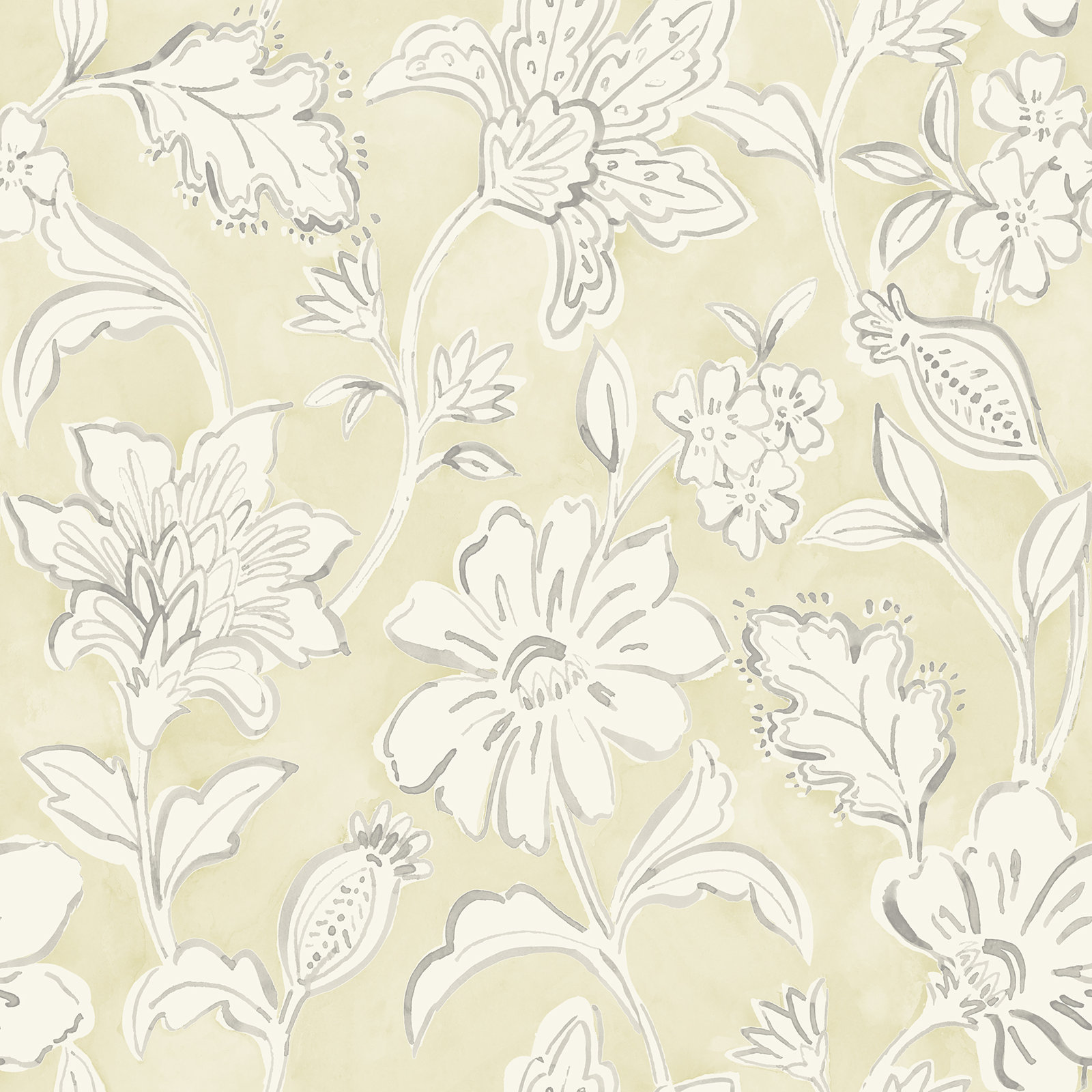 Chelsea Floral Wallpaper, Yellow