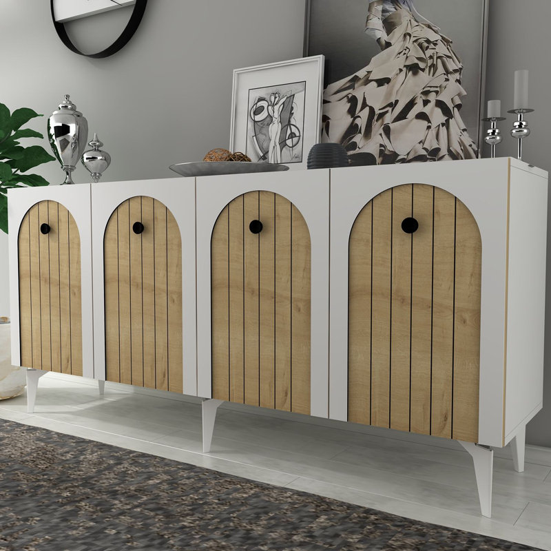 Olivia 150cm Console Table, White/Natural