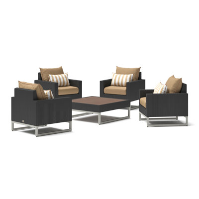 Ensemble de conversation pour fauteuil club d'extérieur 5 pièces Atie Espresso Sunbrella - beige Maxim