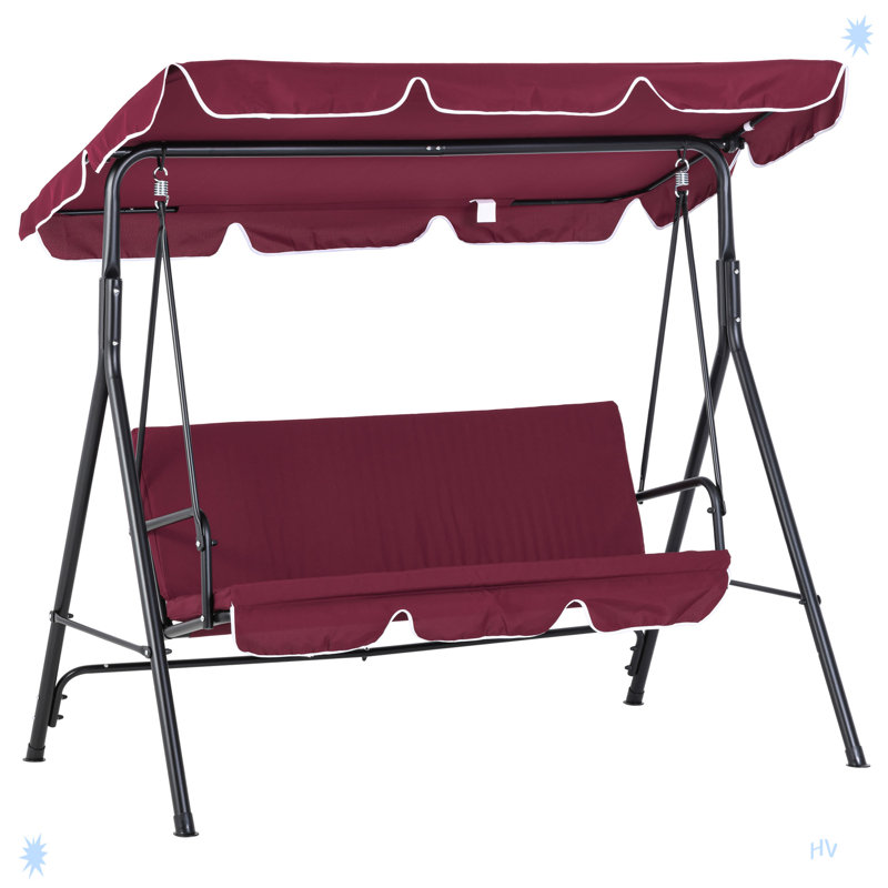Balancelle d'extérieur 3 places avec coussin amovible, Rouge