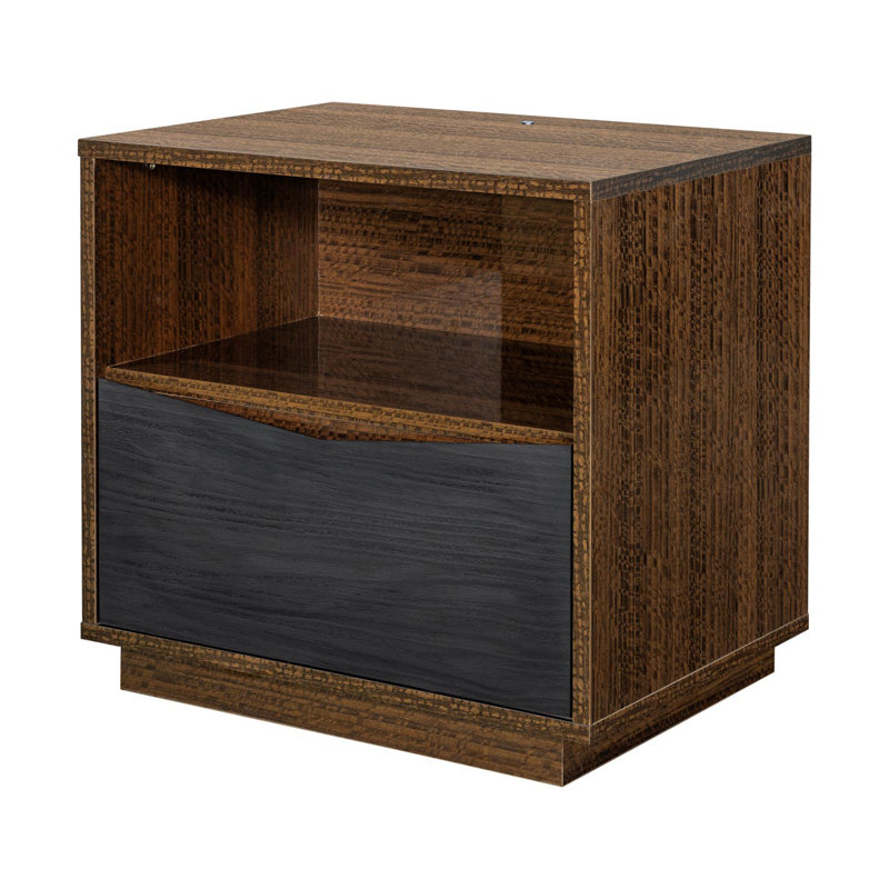 Kayner 1-Drawer Nightstand With LED Lights - Charcoal