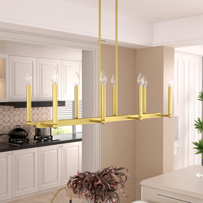 Marbleton 8 - Light Steel Dimmable Linear Chandelier UL Certified