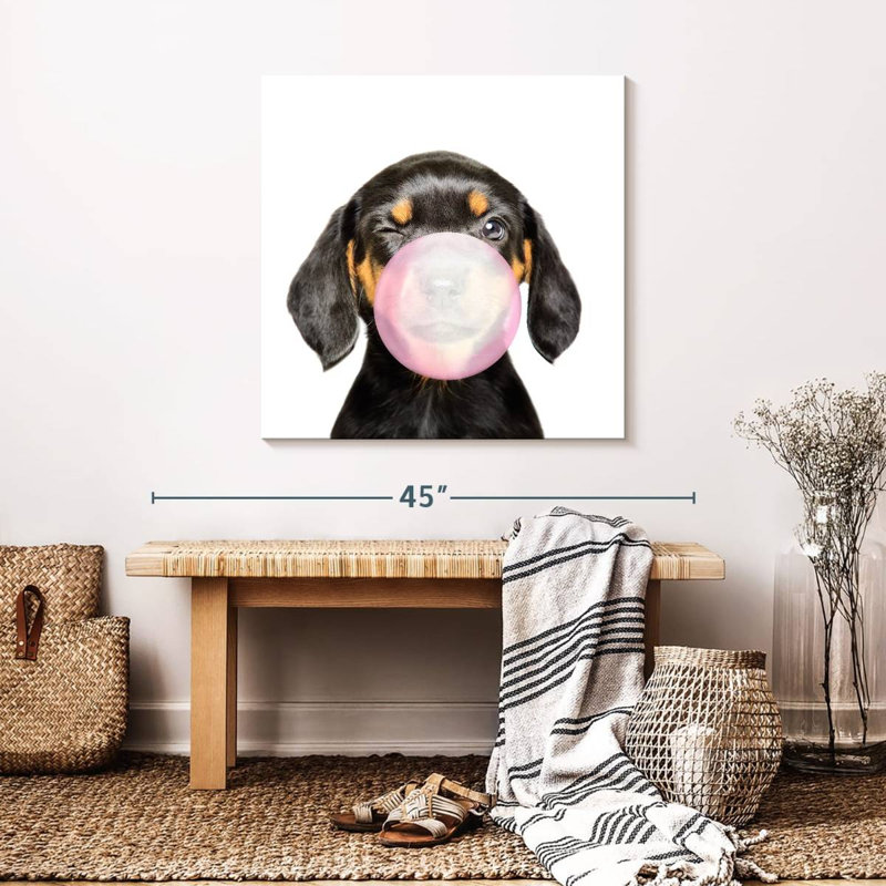 " Dachshund Bubble Gum " by Emma P, 30" H x 30" W x 1.25" D