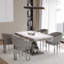Ensemble de table de salle à manger 5 pièces en faux marbre et argent avec 4 chaises de salle à manger à accoudoirs bouclés gris-1473600223-1473600221-1473600222
