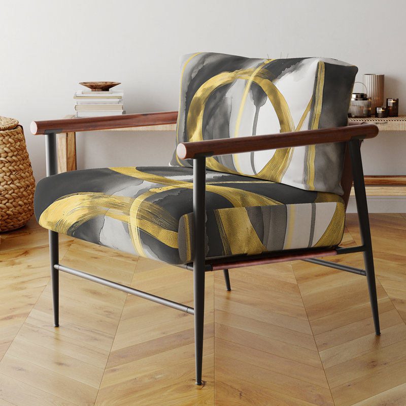 Mowatt Mettalic II - Fauteuil d'appoint rembourré doré et noir Glam, Doré