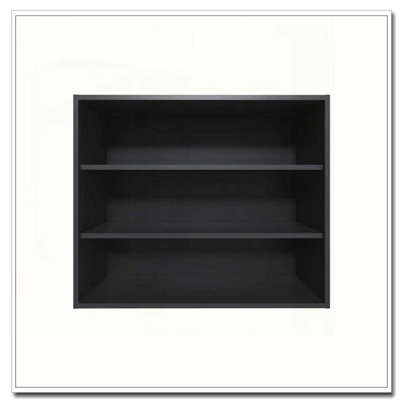 Armoire murale noire avec rangement ouvert, H 30 po x l 36 po x P 12 po, Noir