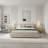 Boucle Upholstered Bed Frame With Tall Curved Headboard, Modern Minimalist Style-1169058531-1167860284