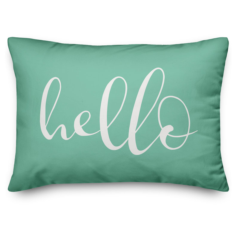  Hello Outdoor Rectangular Pillow Cover & Insert, Mint Green