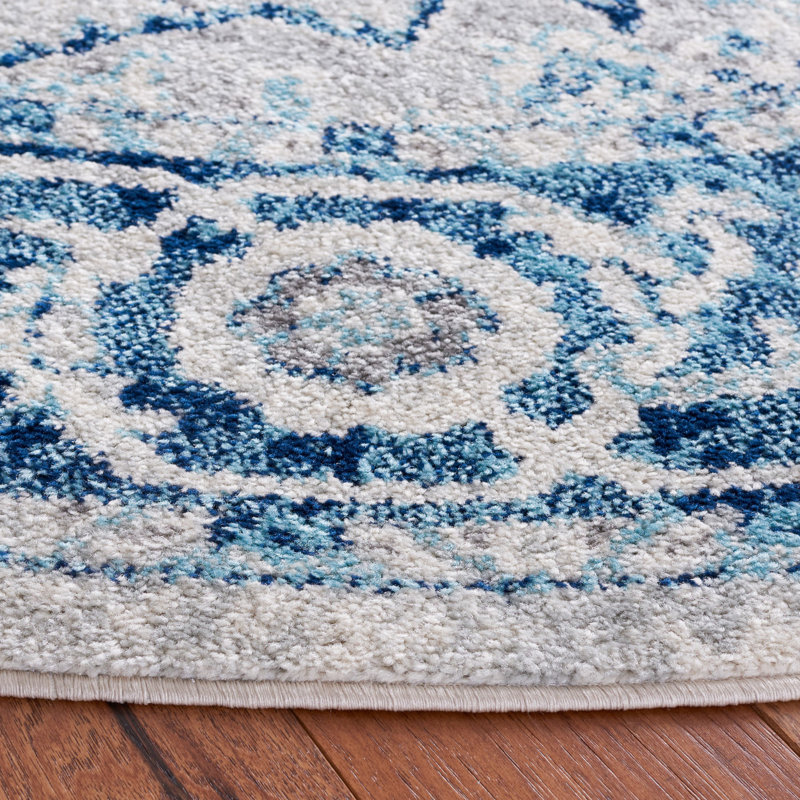 Tapis ivoire / bleu, Tapis de couloir 2 pi x 9 pi