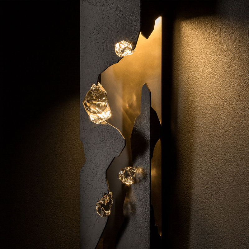 Trove 1 - Light LED Dimmable Flush Mounted Sconce, Dark Smoke with Clear Crystal 