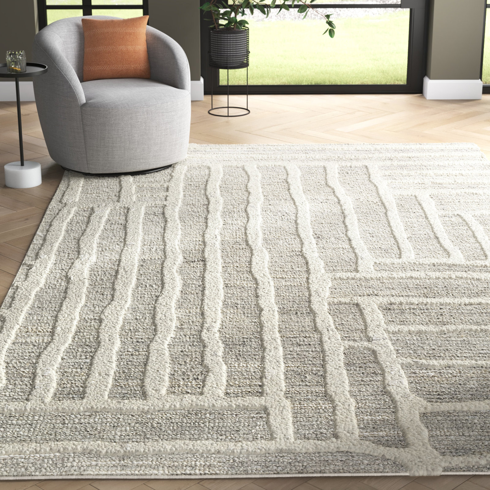 Edwardo Hand-Woven Abstract Rug, Rectangle 5' x 7'6"