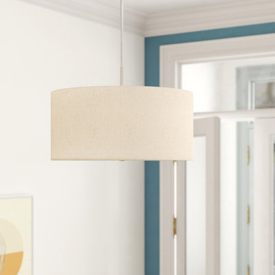Suspension tambour Addison Linen à 3 lumières de 45,7 cm (18 po) de largeur, finition acier brossé, culot E26, 60 W