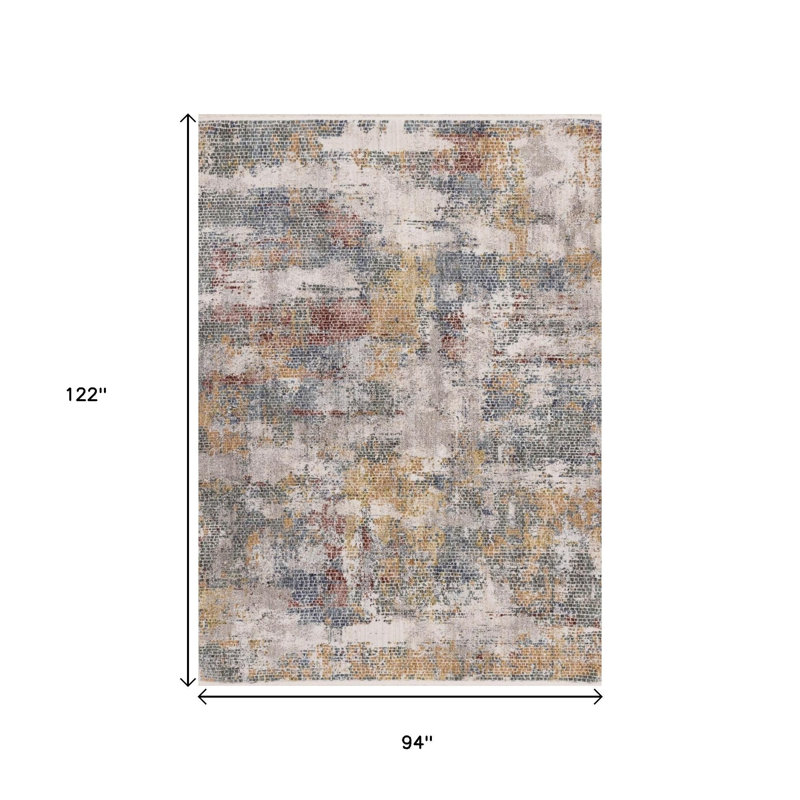 Tapis abstrait crème et jaune 8 pi x 10 pi