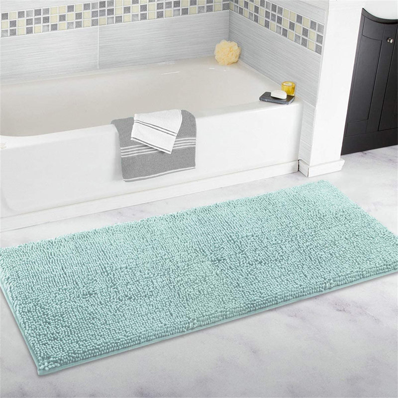 Caliah Chenille Non-Slip Bath Rug, Green, 120cm