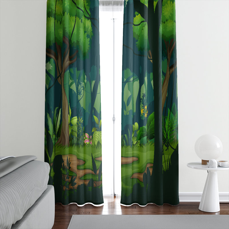 Panneau de rideau simple semi-transparent Peaceful Forest Meadow, L 56 po x L 78 po