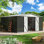14 pi. L 12 pi. D Rangement extérieur en métal avec structure en acier renforcé et portes verrouillables