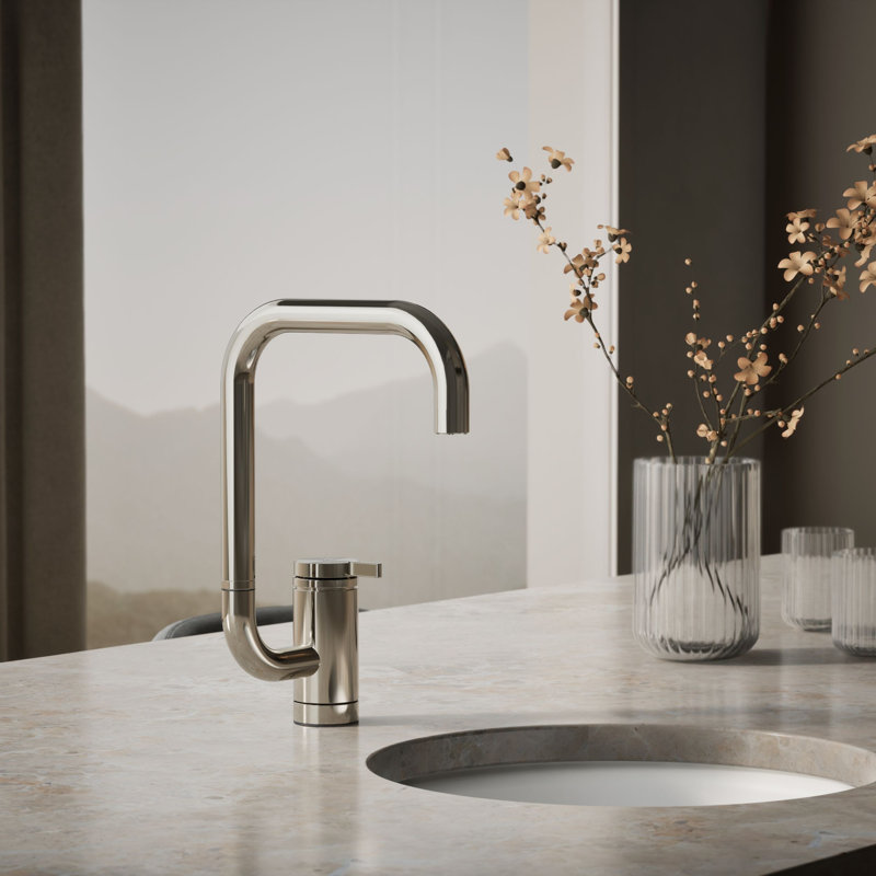 Composants Robinet de lavabo à barre à poignée unique avec bec à deux fonctions à portée étendue, Polished Nickel