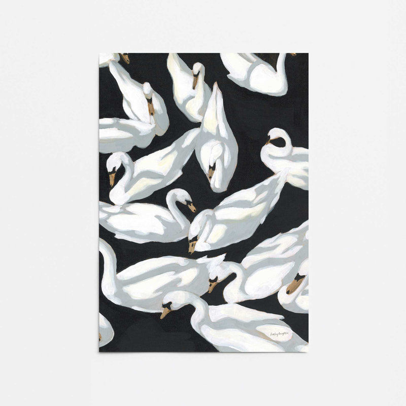 Swan Ballet en noir et blanc, H 20 po x l 16 po, Sans cadre