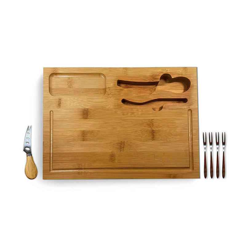 Bamboo Rectangular Cheese and Charcuterie Board Set with Knife Set