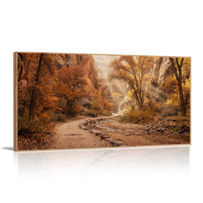 Art sur toile, "Rocky Canyon Path with Golden Autumn Trees"