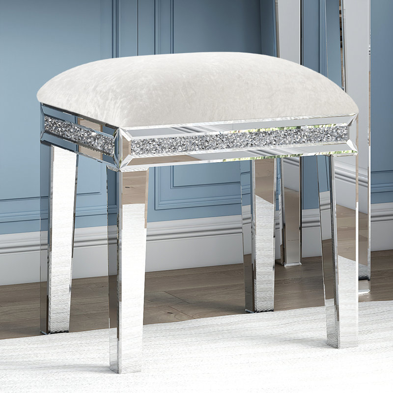 Tabouret de coiffeuse d'appoint Mikayil , Blanc perle